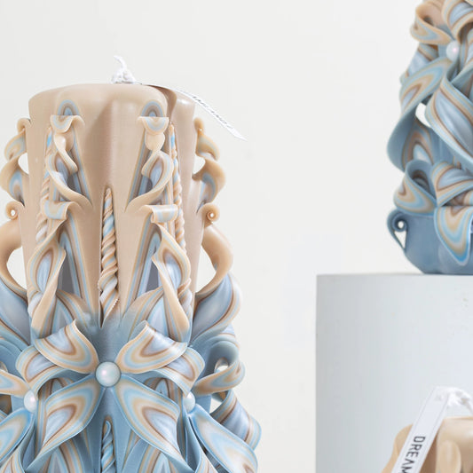 Misty Veil Carved Flower Candle | Handcrafted Ethereal Artisan Gift
