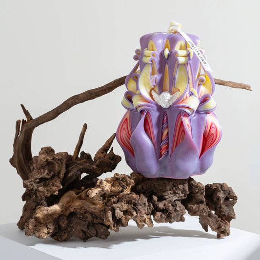 Seraphim Carved Flower Candle | Handcrafted Goddess Birthday Artisan Gift
