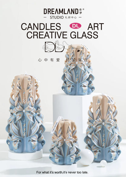 Misty Veil Carved Flower Candle | Handcrafted Ethereal Artisan Gift