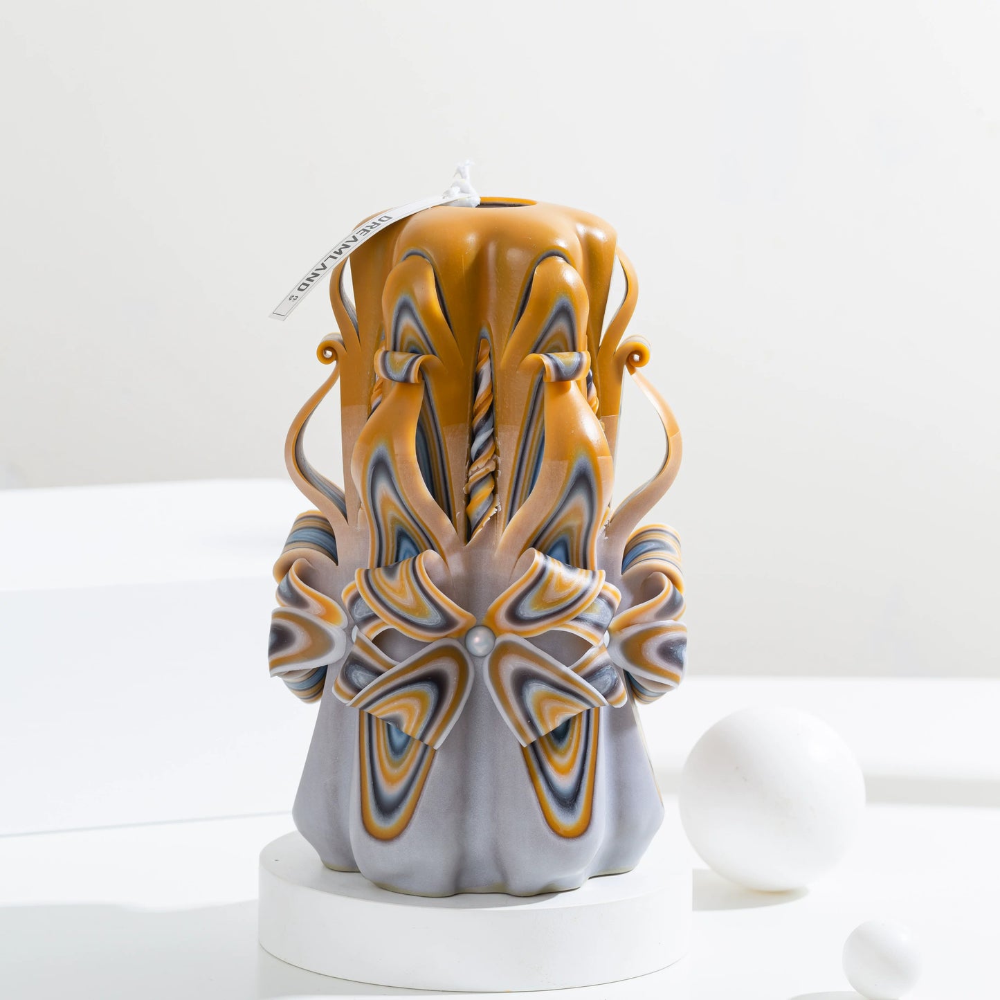 Sand Dune Carved Flower Candle | Handcrafted Desert-Inspired Artisan Gift