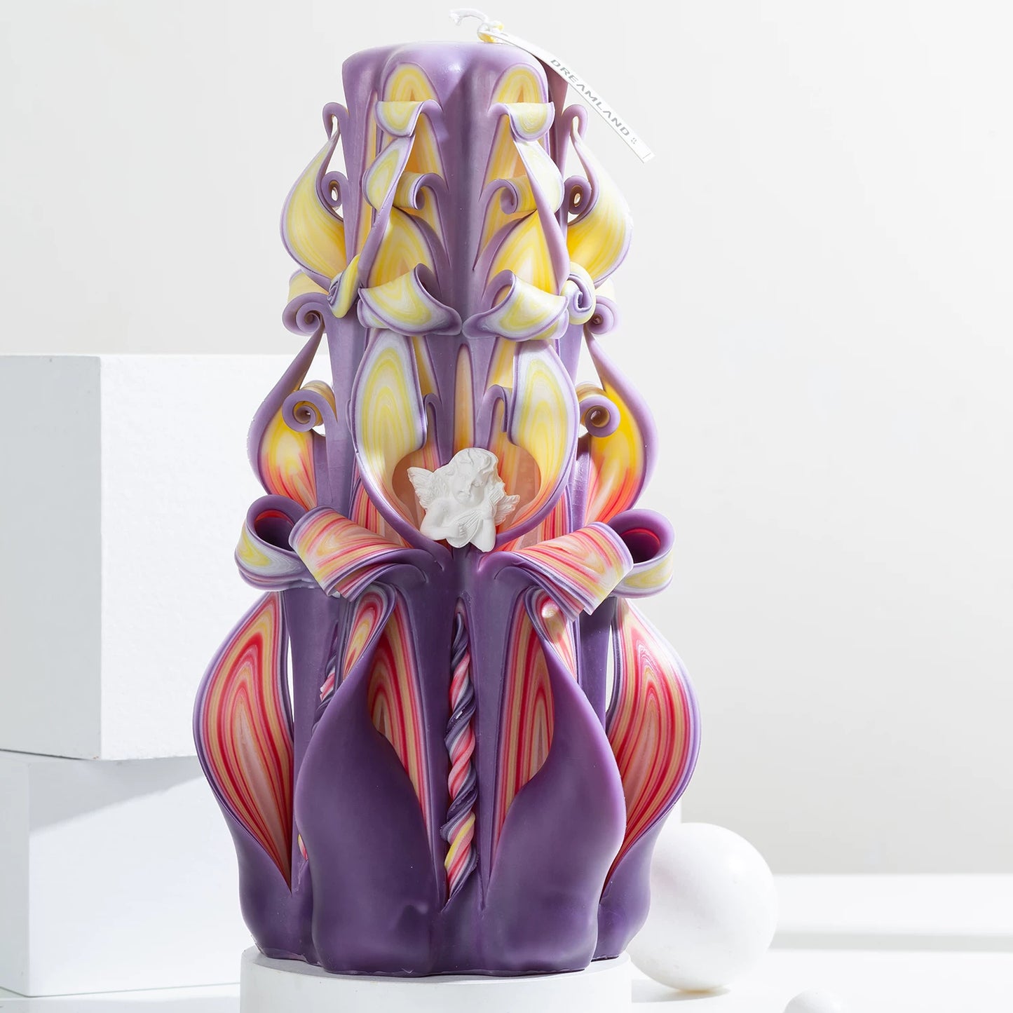 Seraphim Carved Flower Candle | Handcrafted Goddess Birthday Artisan Gift