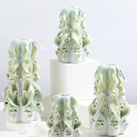 Liuli Crystal Carved Flower Candle | Handcrafted Scented Candle Gift