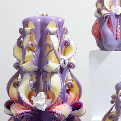 Seraphim Carved Flower Candle | Handcrafted Goddess Birthday Artisan Gift