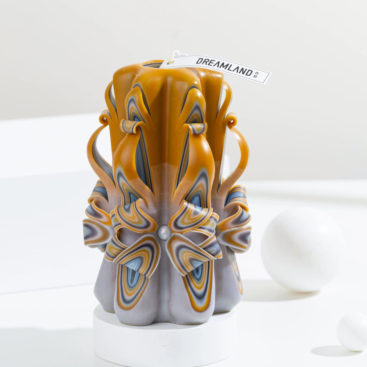 Sand Dune Carved Flower Candle | Handcrafted Desert-Inspired Artisan Gift