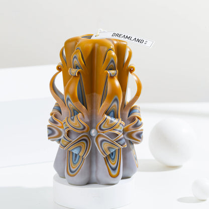 Sand Dune Carved Flower Candle | Handcrafted Desert-Inspired Artisan Gift
