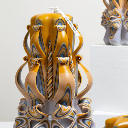 Sand Dune Carved Flower Candle | Handcrafted Desert-Inspired Artisan Gift