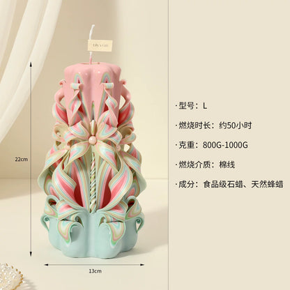 Handcrafted Carved Scented Candle Gift Box – Wedding, Birthday & Home Décor