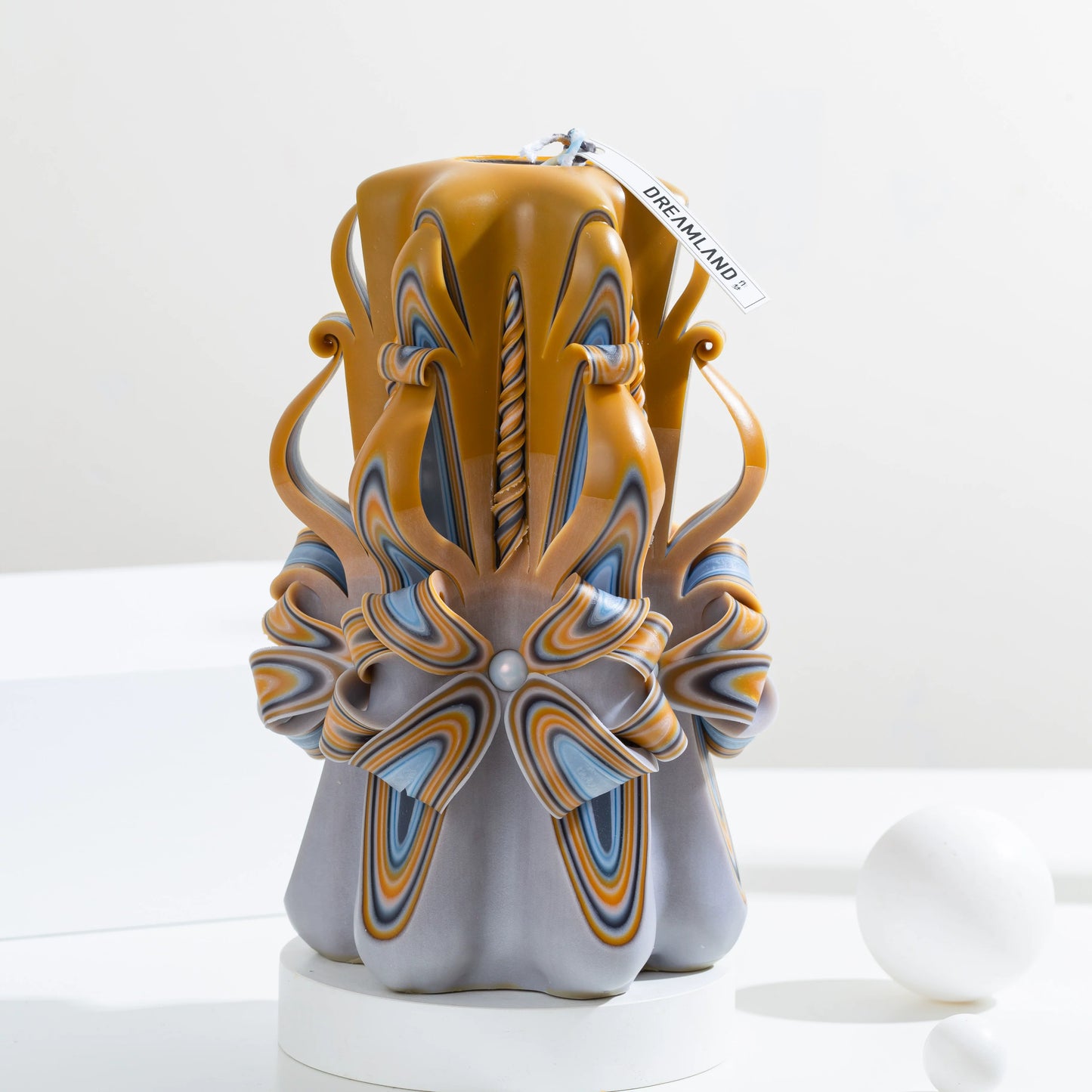 Sand Dune Carved Flower Candle | Handcrafted Desert-Inspired Artisan Gift