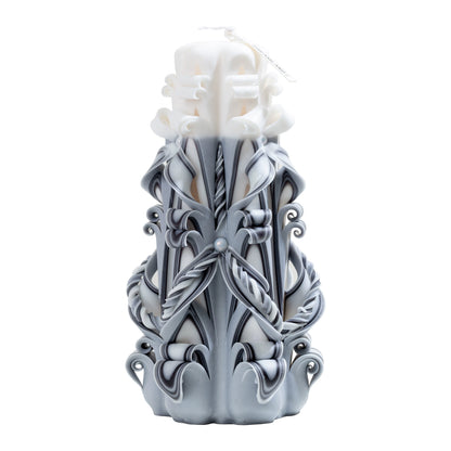 Moonlit Frost Carved Flower Candle | Handcrafted Winter Luxury Artisan Gift