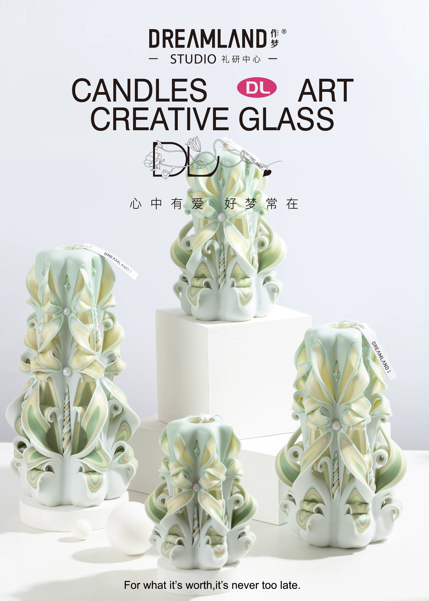 Liuli Crystal Carved Flower Candle | Handcrafted Scented Candle Gift