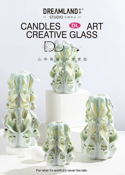 Liuli Crystal Carved Flower Candle | Handcrafted Scented Candle Gift