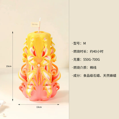 Handcrafted Carved Scented Candle – Indoor Home Fragrance Décor, Birthday & Wedding Gift