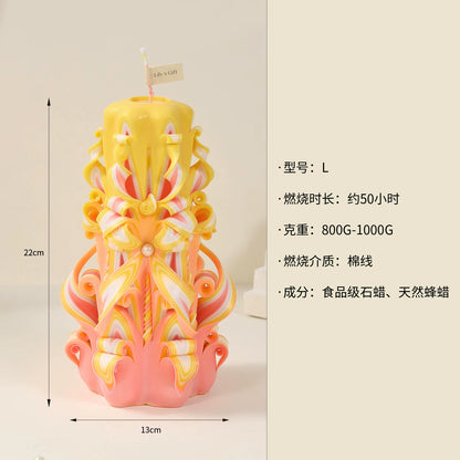 Handcrafted Carved Scented Candle – Indoor Home Fragrance Décor, Birthday & Wedding Gift