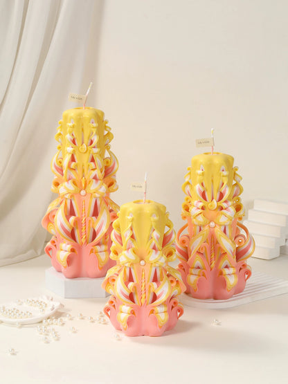 Handcrafted Carved Scented Candle – Indoor Home Fragrance Décor, Birthday & Wedding Gift