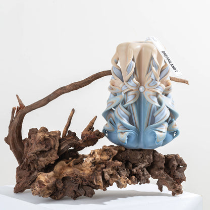 Misty Veil Carved Flower Candle | Handcrafted Ethereal Artisan Gift