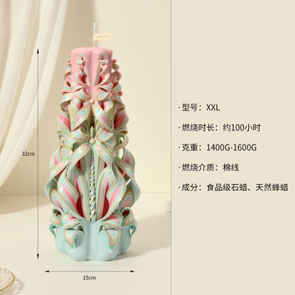 Handcrafted Carved Scented Candle Gift Box – Wedding, Birthday & Home Décor