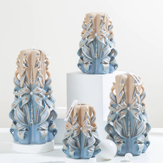 Misty Veil Carved Flower Candle | Handcrafted Ethereal Artisan Gift