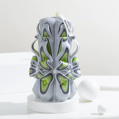 Forest Tide Carved Flower Candle | German-Style Handcrafted Scented Home Décor