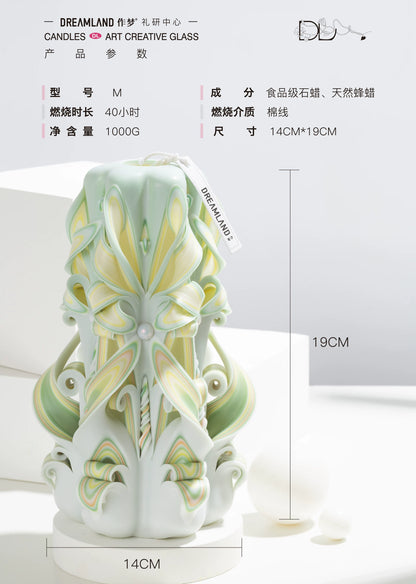 Liuli Crystal Carved Flower Candle | Handcrafted Scented Candle Gift