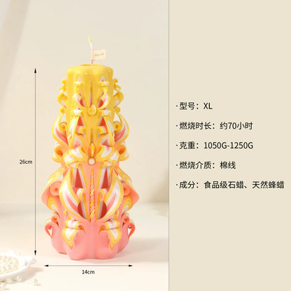 Handcrafted Carved Scented Candle – Indoor Home Fragrance Décor, Birthday & Wedding Gift