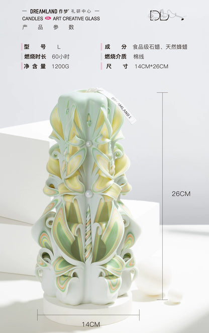 Liuli Crystal Carved Flower Candle | Handcrafted Scented Candle Gift