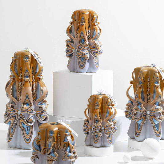 Sand Dune Carved Flower Candle | Handcrafted Desert-Inspired Artisan Gift