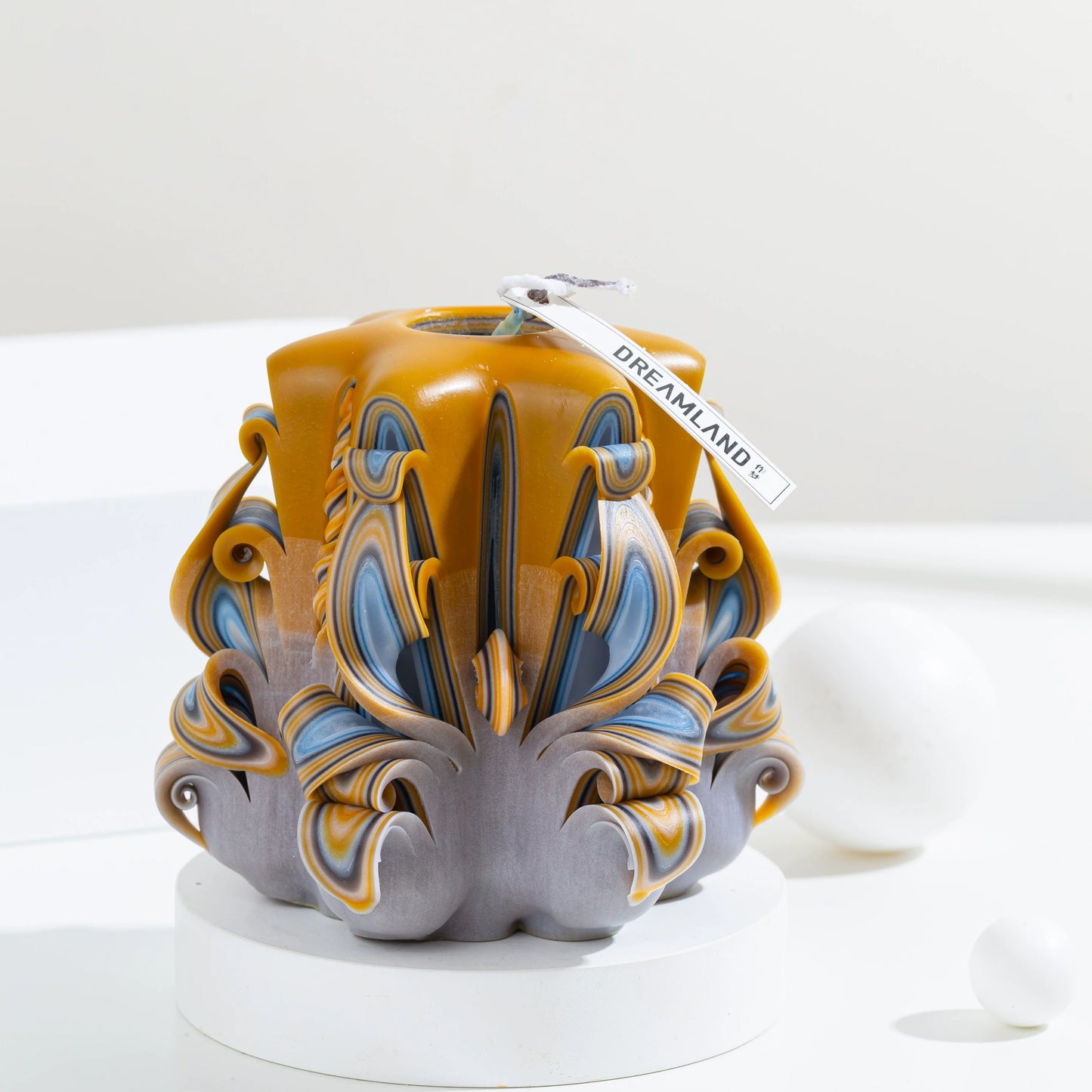 Sand Dune Carved Flower Candle | Handcrafted Desert-Inspired Artisan Gift